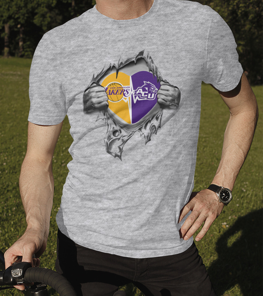Los Angeles Lakers Abilene Christian Wildcats Heart T-Shirt