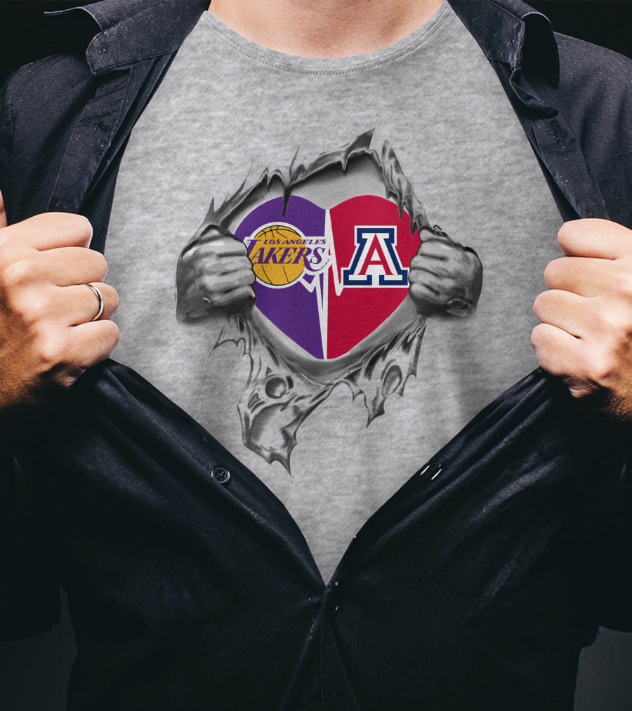 Los Angeles Lakers Arizona Wildcats Heart Fusion T-Shirt