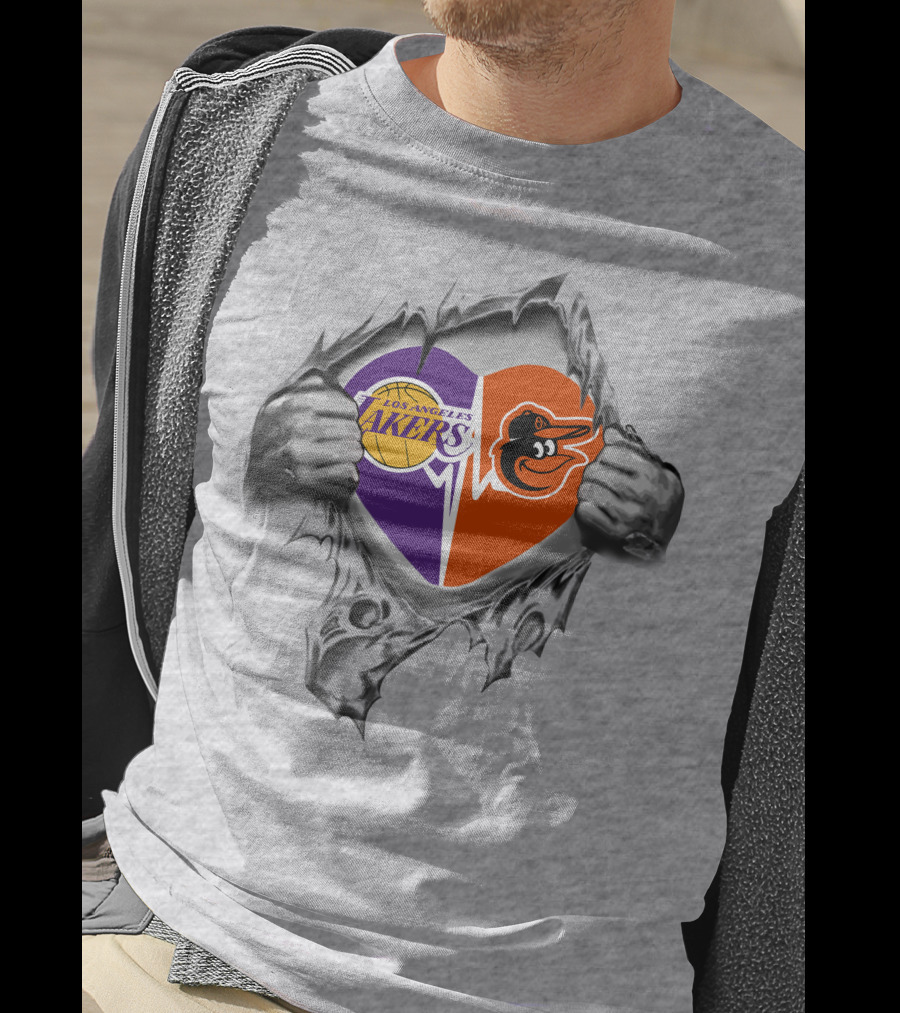 Los Angeles Lakers Baltimore Orioles Heartbeat Passion T-Shirt