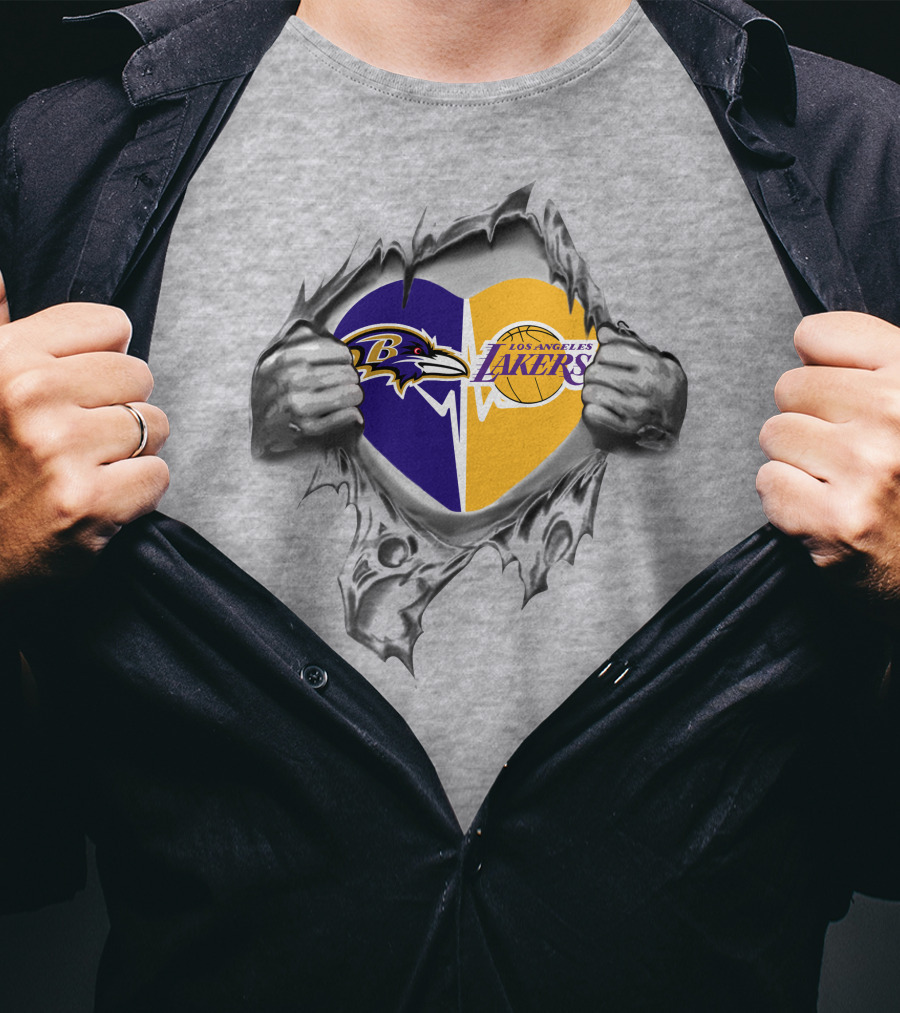 Lakers Baltimore Ravens Heart In My Hands T-Shirt