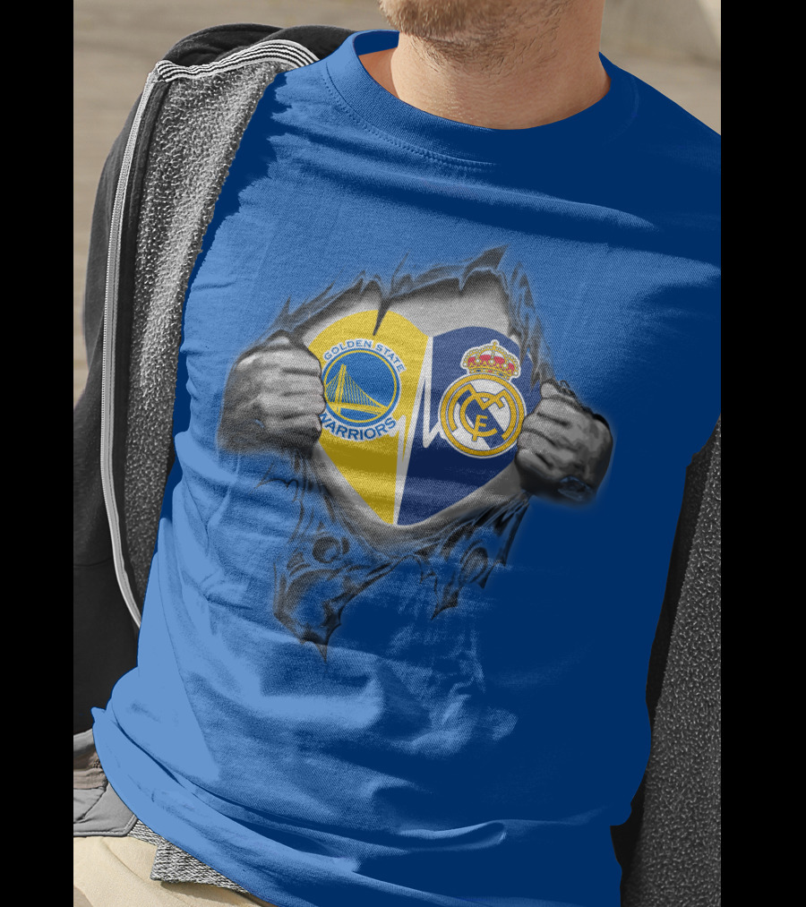 Golden State Warriors Real Madrid Dual Loyalty Emblem In My Heart T-Shirt