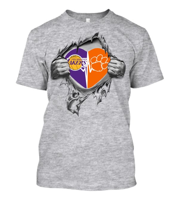 Los Angeles Lakers Clemson Tigers Heart T-Shirt