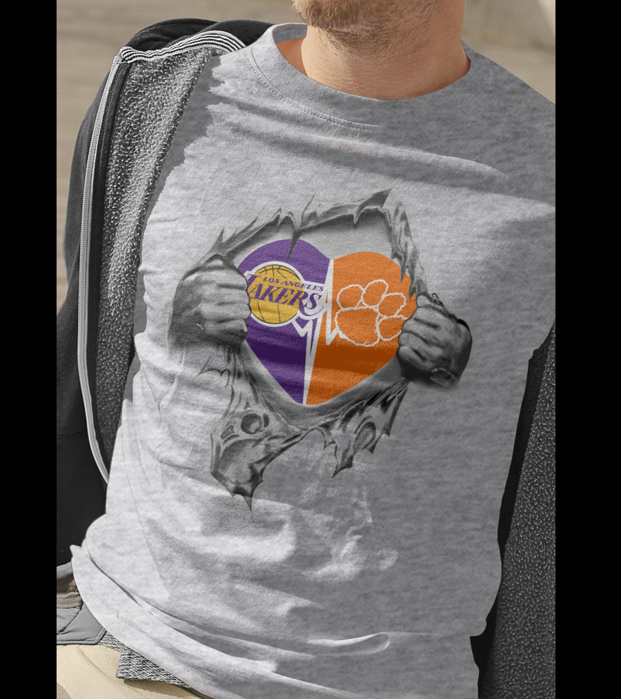 Los Angeles Lakers Clemson Tigers Heart T-Shirt