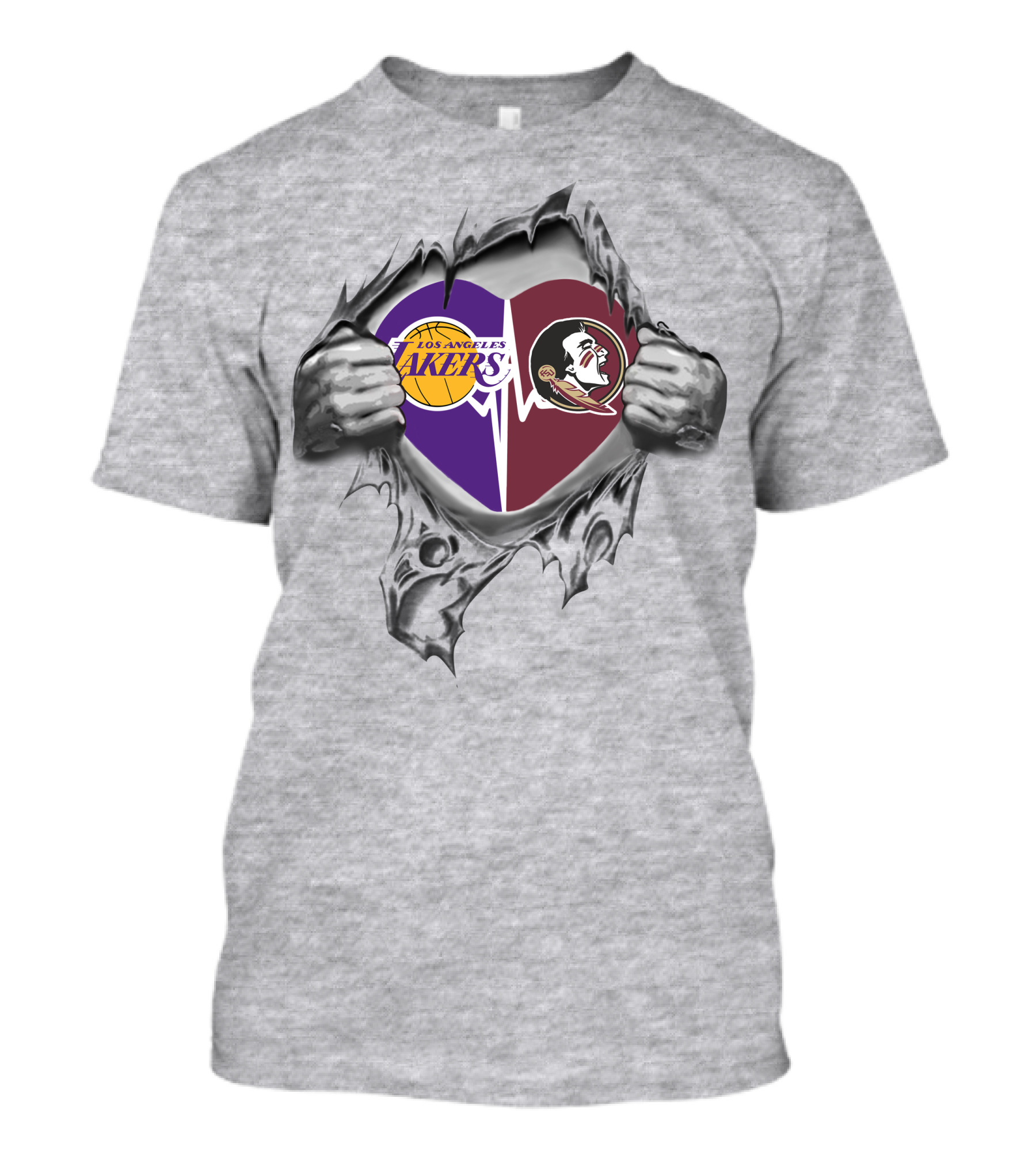 Los Angeles Lakers Florida State Seminoles Heartbeat Passion T-Shirt