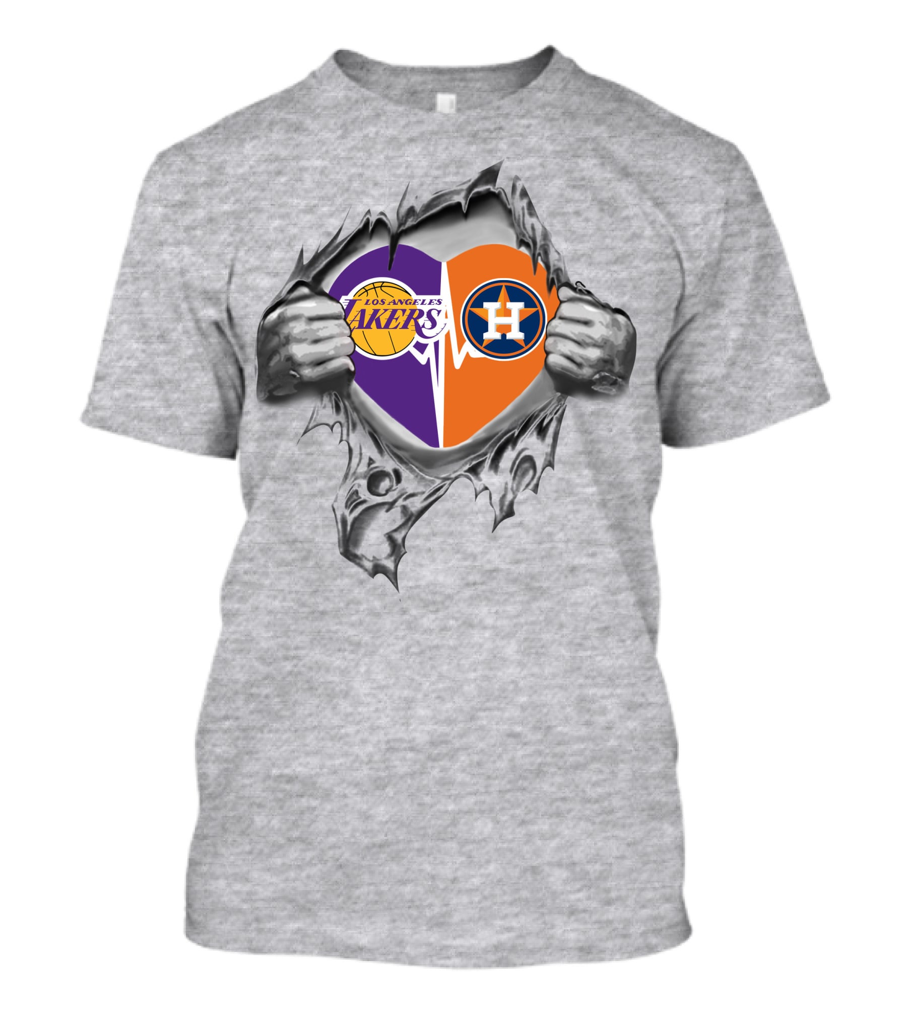 Los Angeles Lakers Houston Astros Heart T-Shirt