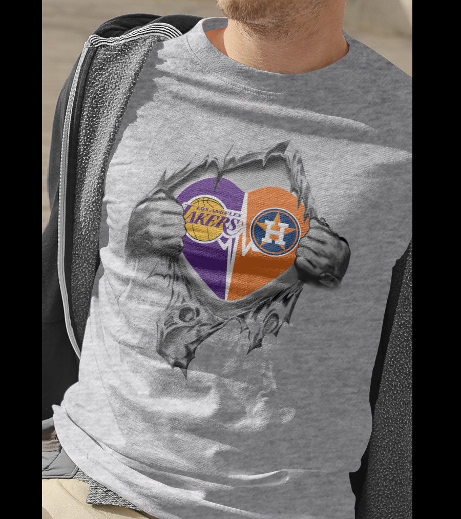 Los Angeles Lakers Houston Astros Heart T-Shirt
