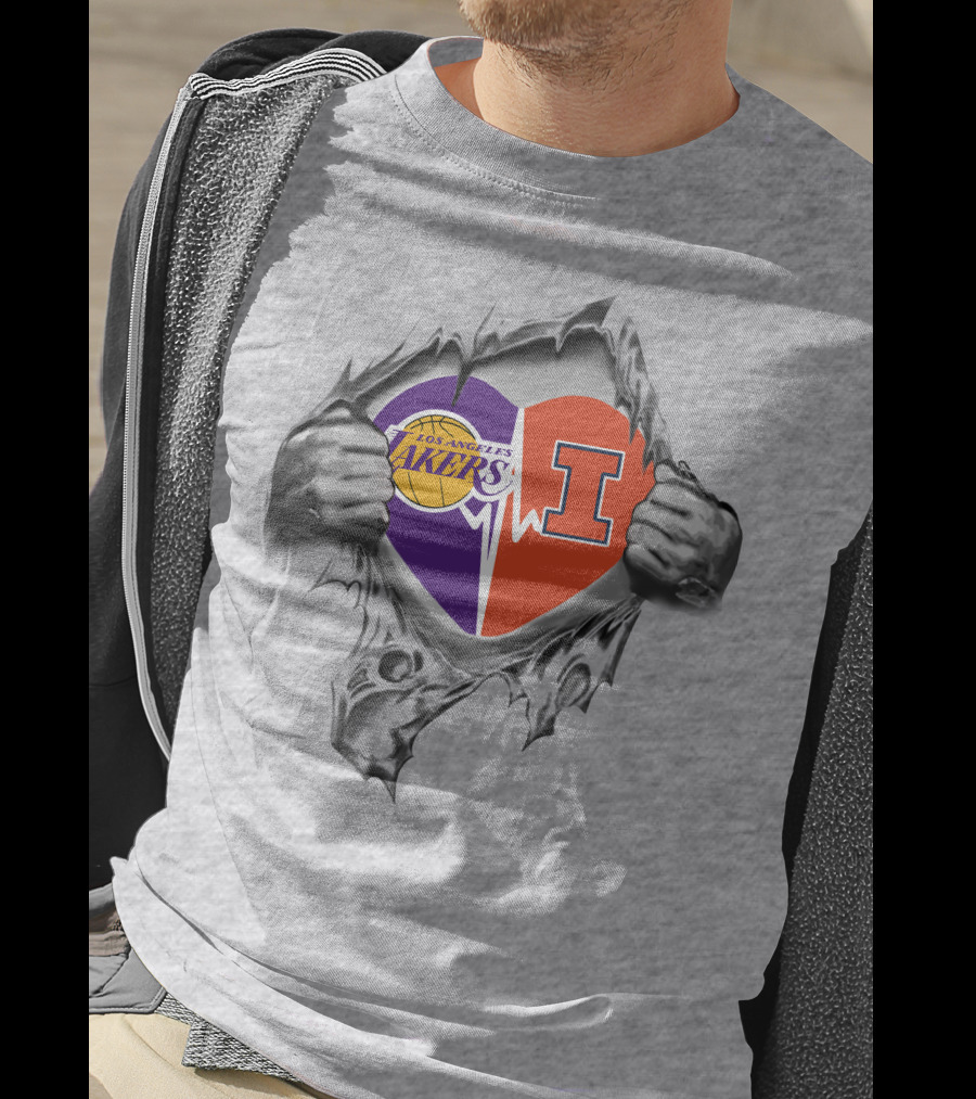 Los Angeles Lakers Illinois Fighting Illini Heartbeat Passion T-Shirt