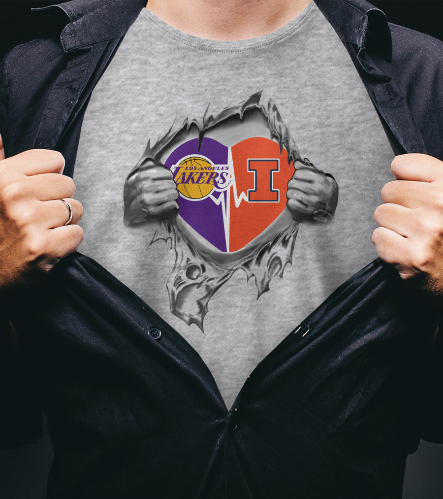 Los Angeles Lakers Illinois Fighting Illini Heartbeat Passion T-Shirt