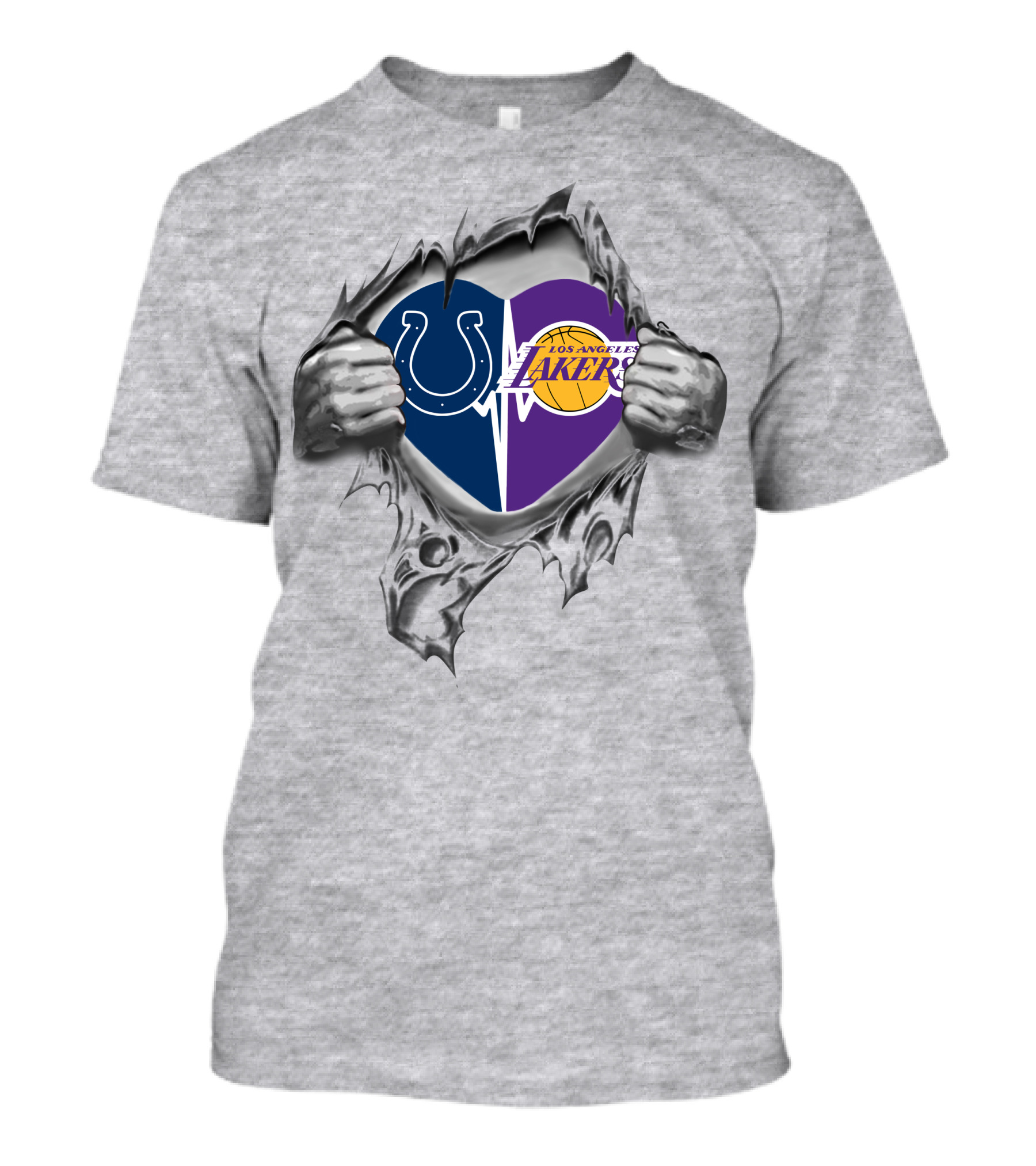 Lakers Indianapolis Colts Heart Design Los Angeles Lakers Logo Indianapolis Colts T-Shirt