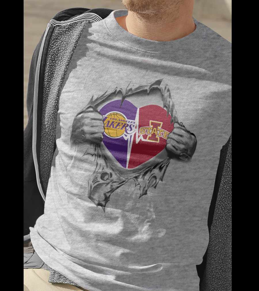 Los Angeles Lakers And Iowa State Cyclones Heart T-Shirt
