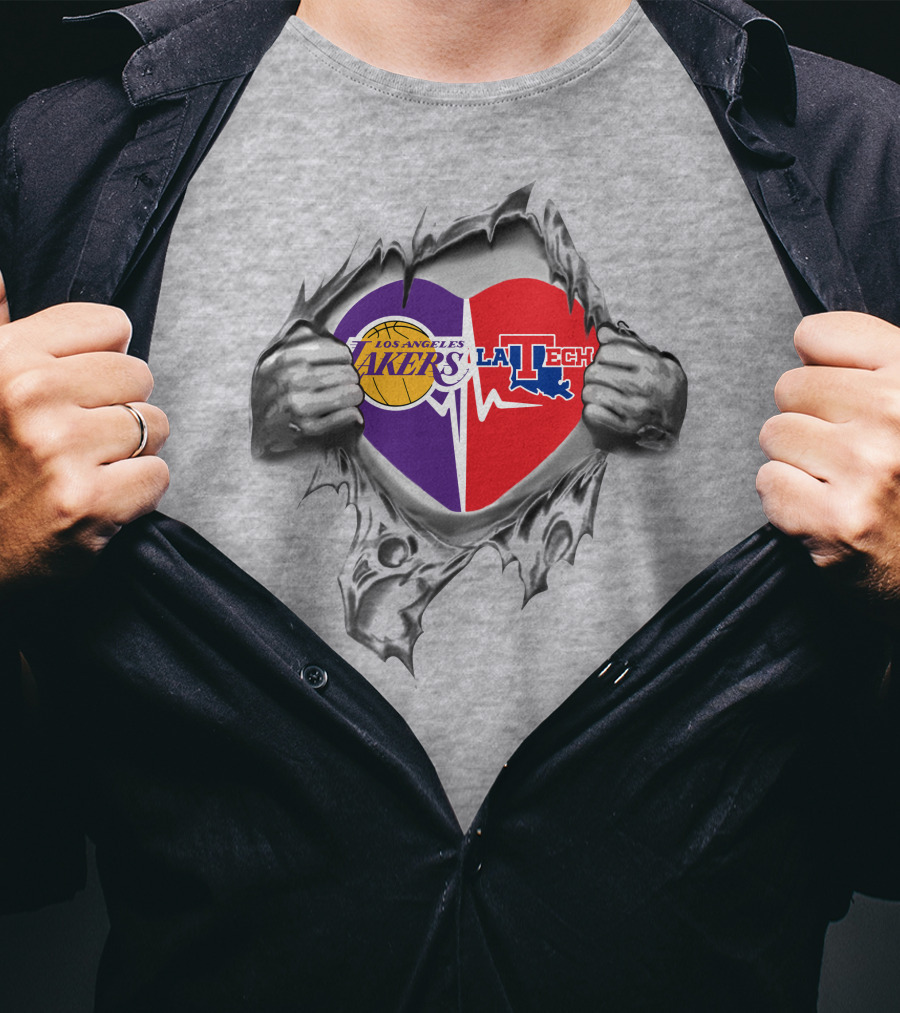 Los Angeles Lakers Louisiana Tech Bulldogs Heart Combo T-Shirt