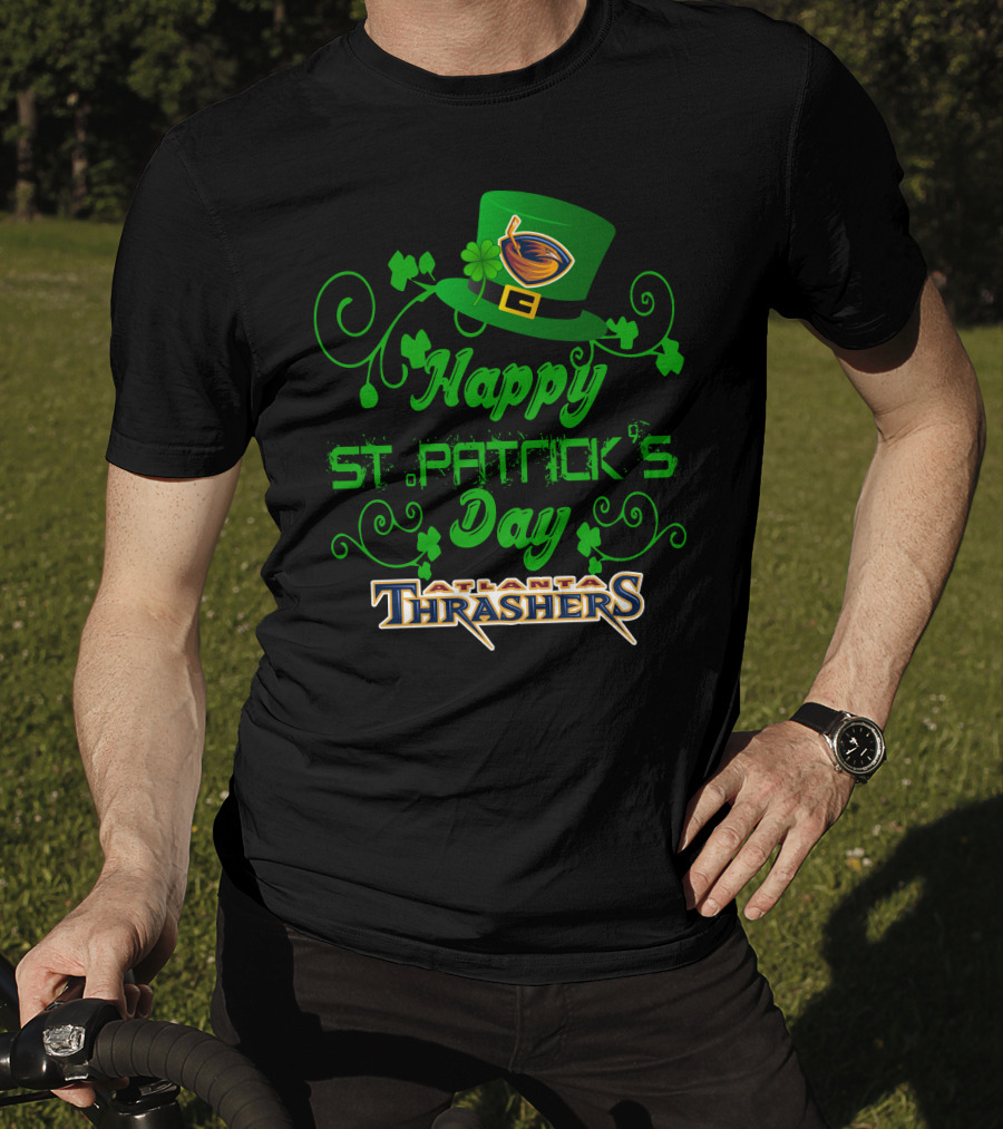 Atlanta Thrashers Happy St Patrick's Day Shamrock Hockey Hat T-Shirt