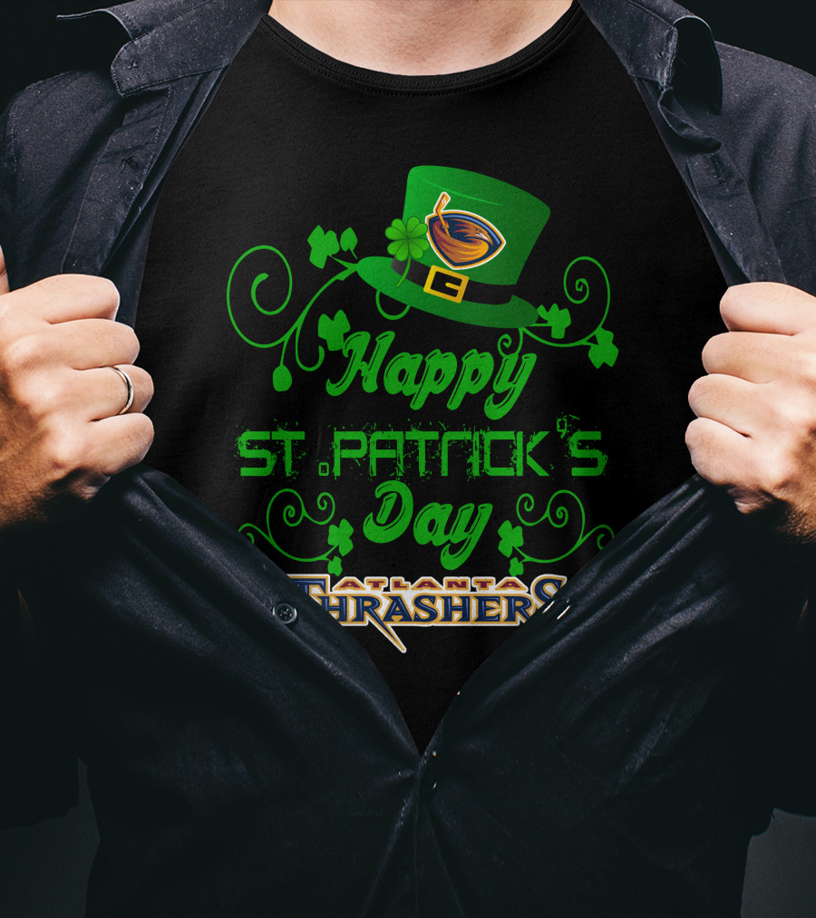Atlanta Thrashers Happy St Patrick's Day Shamrock Hockey Hat T-Shirt