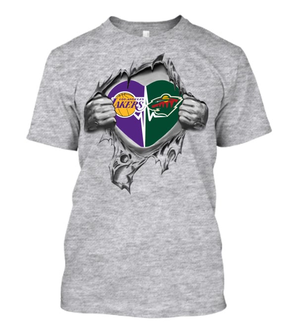 Los Angeles Lakers Minnesota Wild Heart T-Shirt