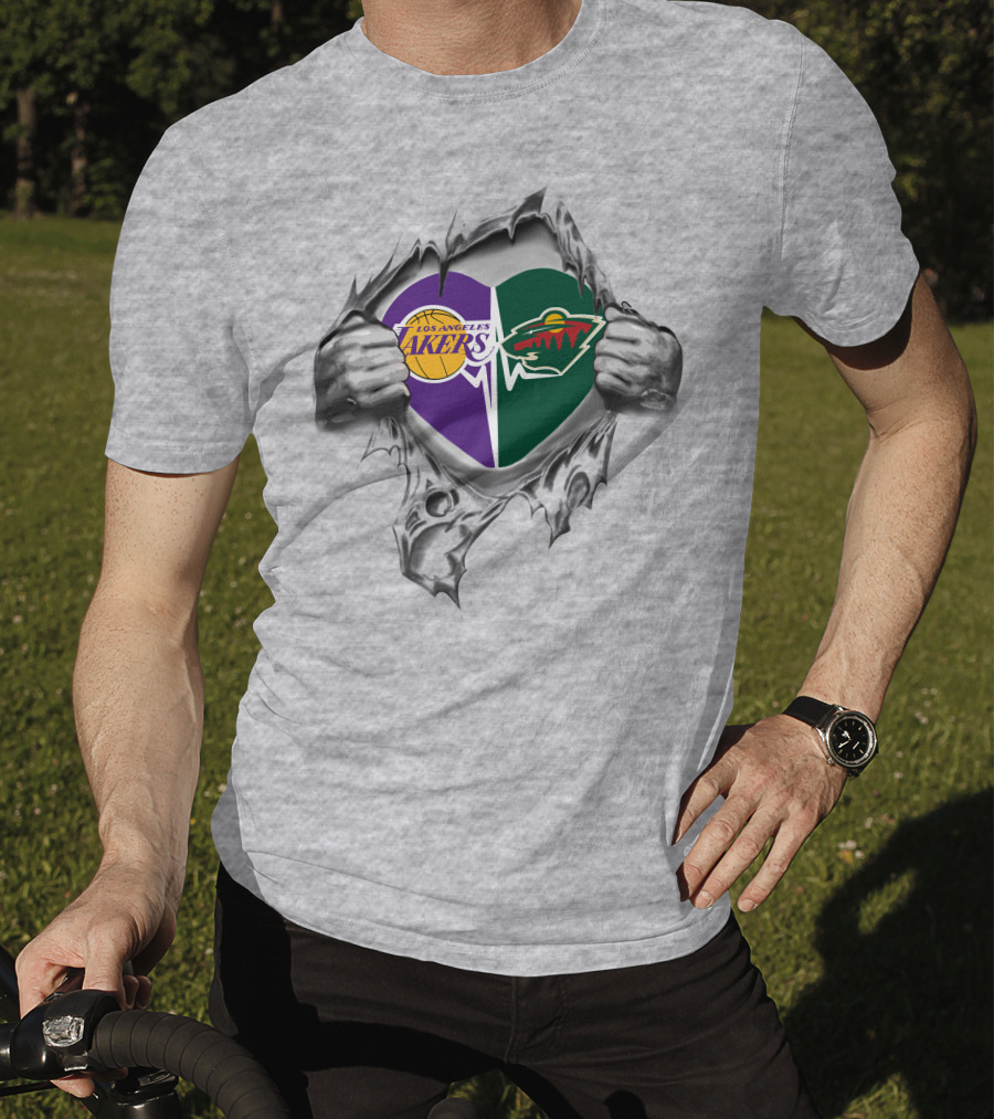 Los Angeles Lakers Minnesota Wild Heart T-Shirt