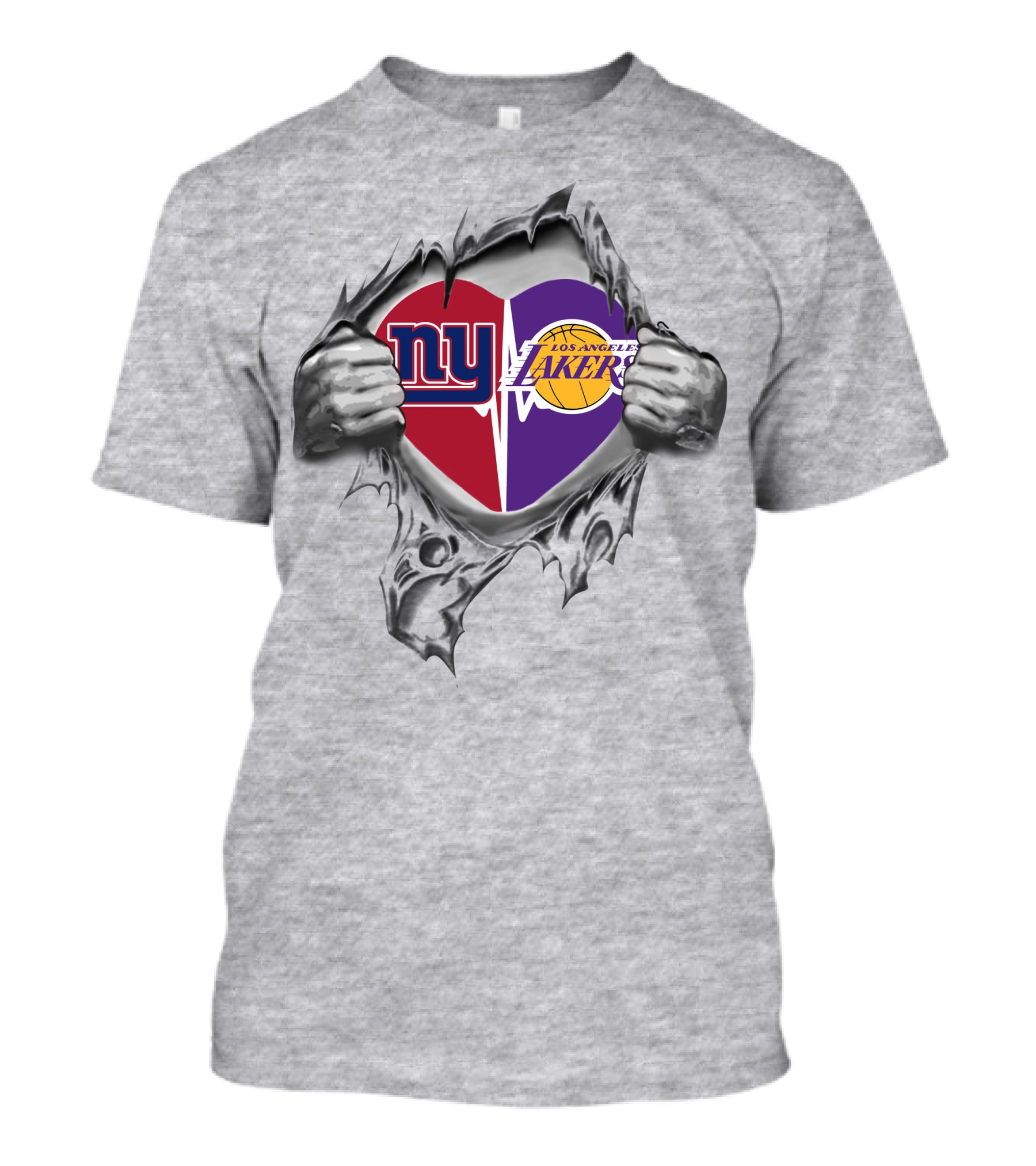 Lakers New York Giants Heartbeat Logo Fan Pride T-Shirt