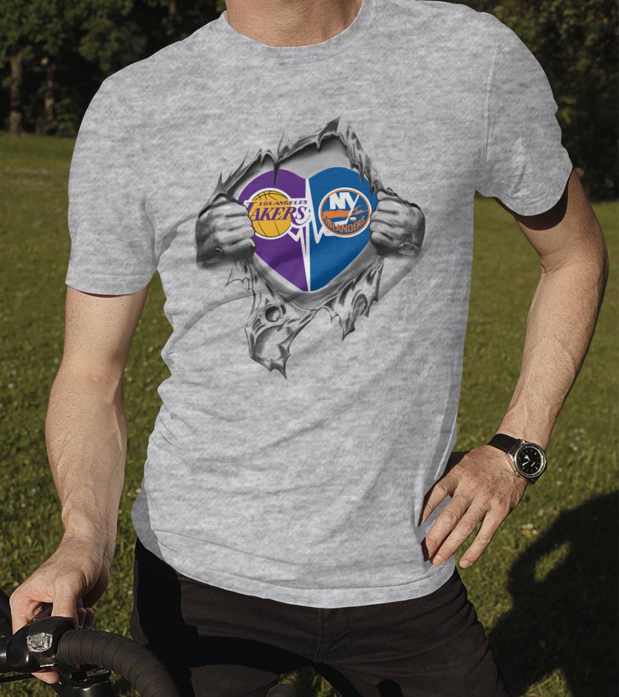 Lakers New York Islanders Heart T-Shirt