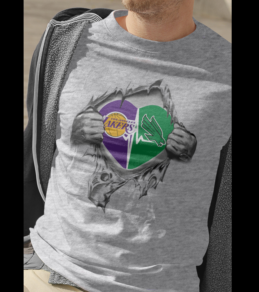 Lakers North Texas Mean Green Heart Tear T-Shirt