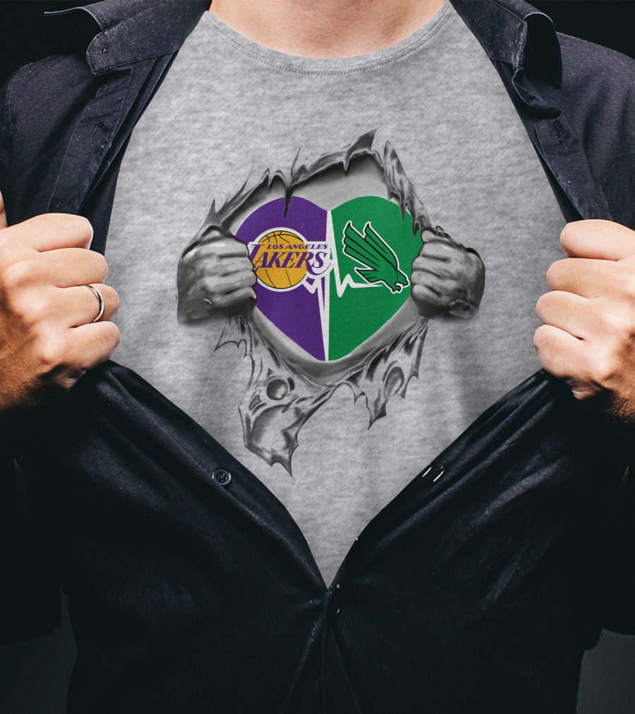 Lakers North Texas Mean Green Heart Tear T-Shirt