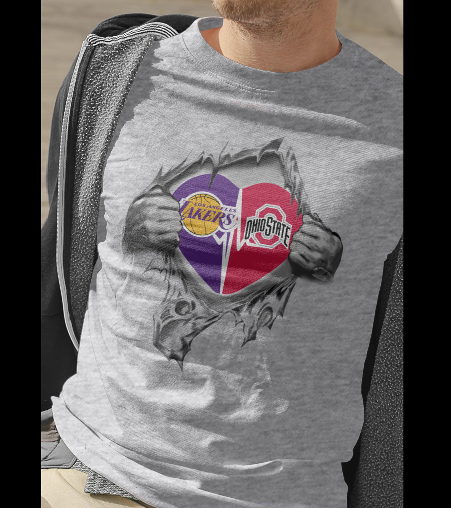 Los Angeles Lakers Ohio State Buckeyes Heart T-Shirt