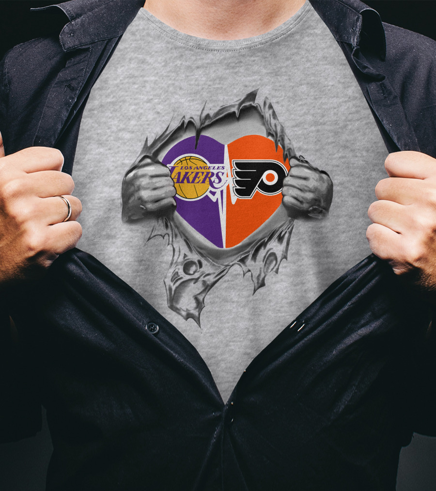 Los Angeles Lakers Philadelphia Flyers Heart T-Shirt