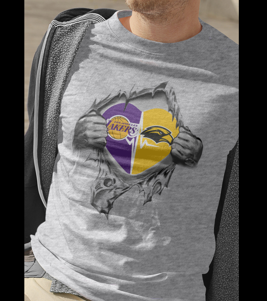 Lakers Southern Mississippi Golden Eagles Heartbeat Fusion T-Shirt
