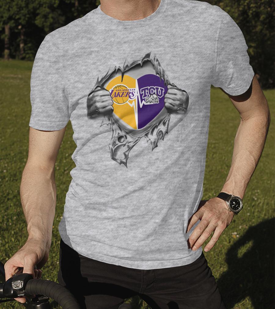 Los Angeles Lakers Tcu Horned Frogs Heart T-Shirt