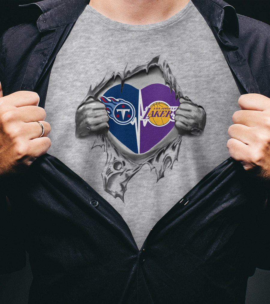 Tennessee Titans Los Angeles Lakers Heart Pullover Rip T-Shirt