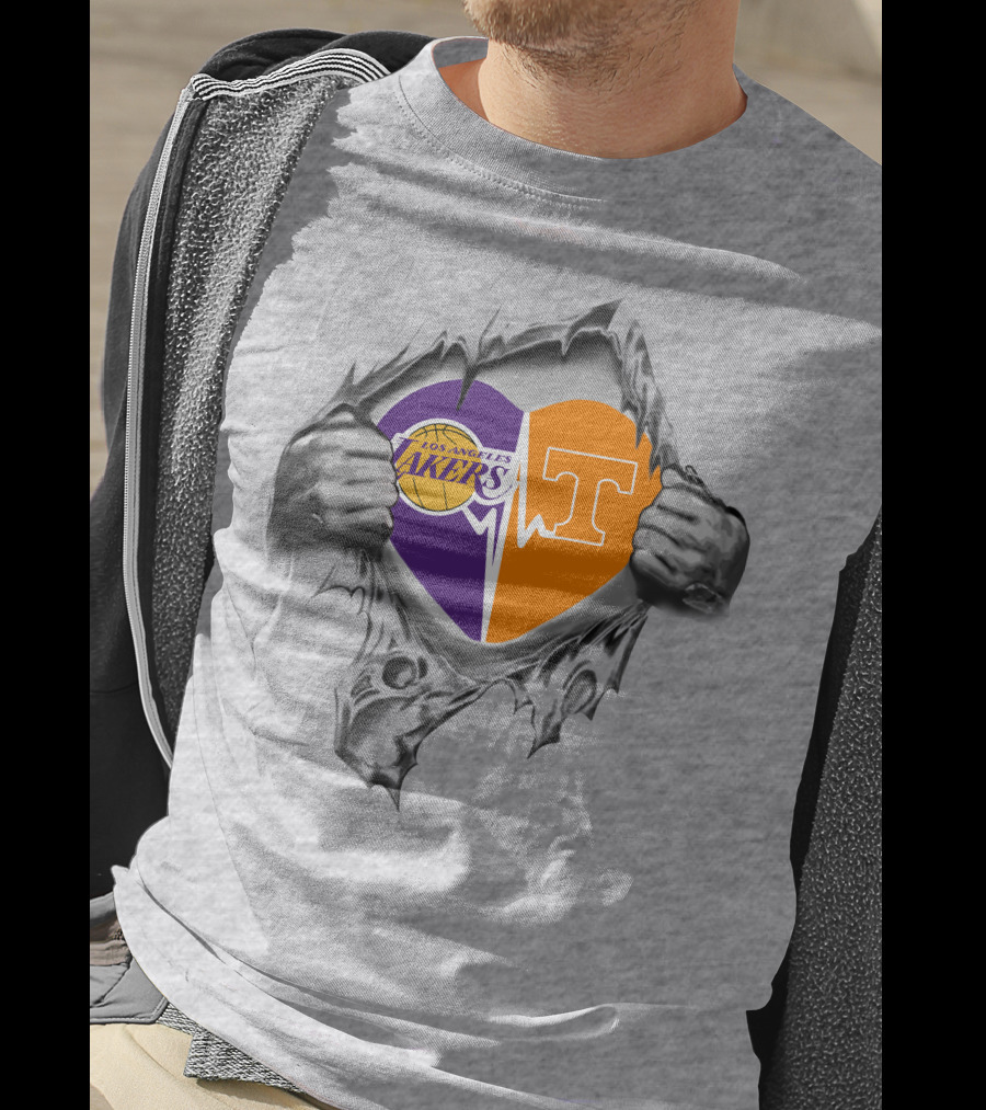 Los Angeles Lakers Tennessee Volunteers Heartbeat Loyalty T-Shirt