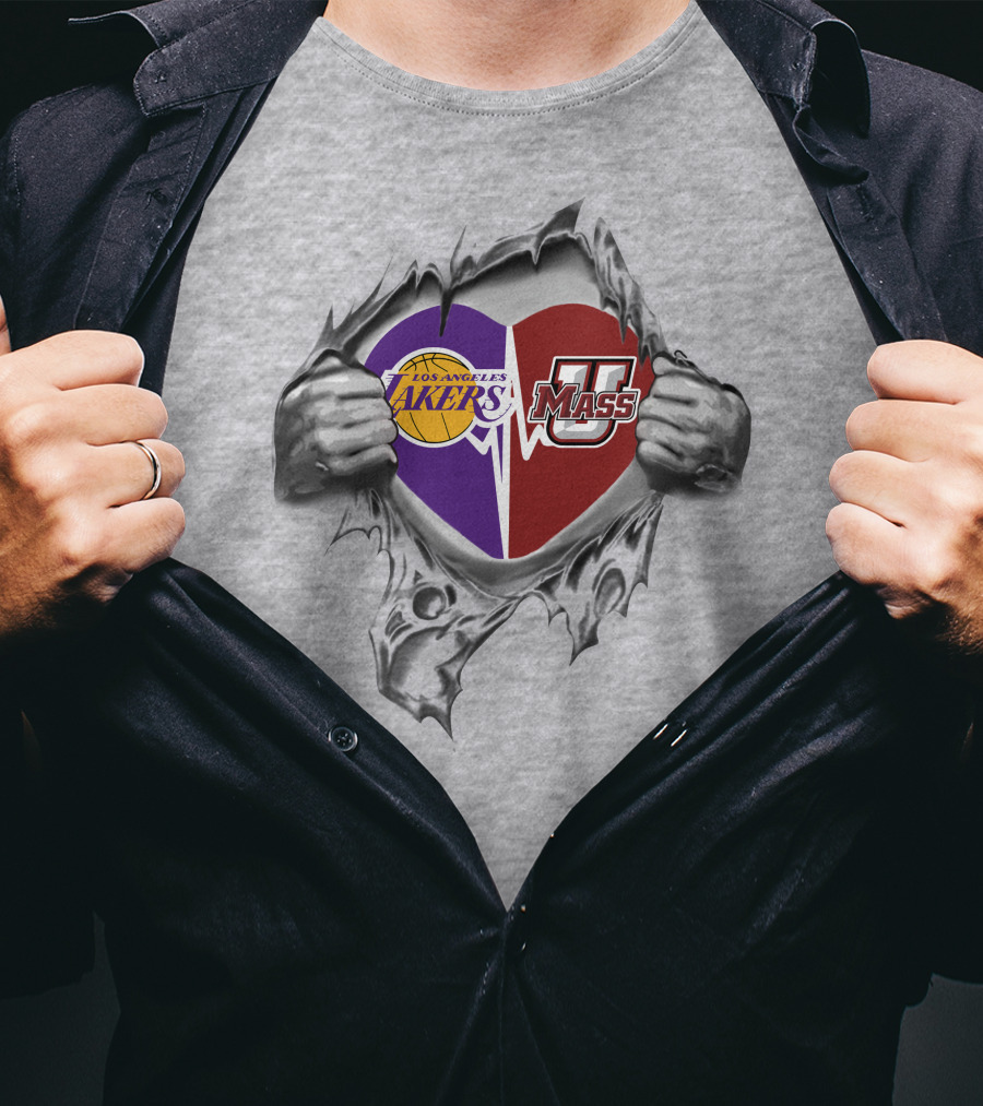 Los Angeles Lakers Umass Minutemen Heart T-Shirt
