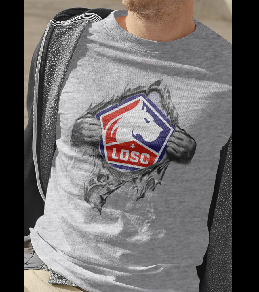 Losc Lille Super Fan 279 Iconic Emblem Ripped T-Shirt