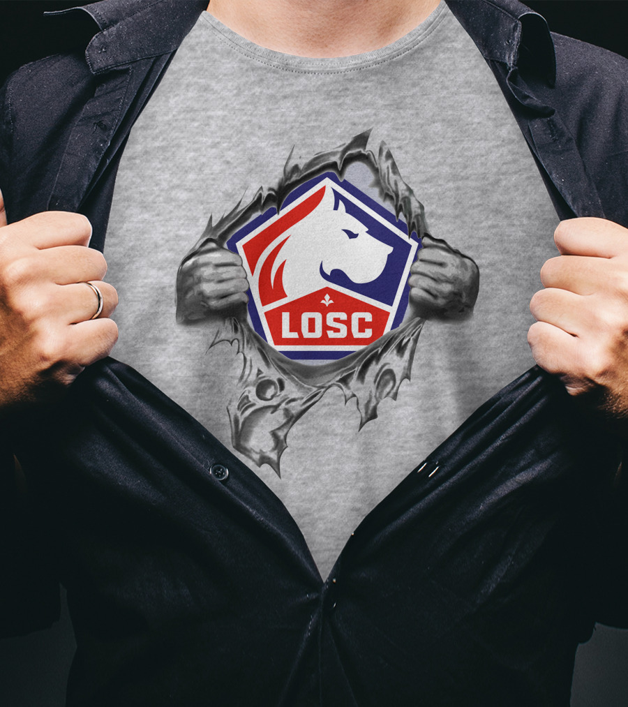 Losc Lille Super Fan 279 Iconic Emblem Ripped T-Shirt