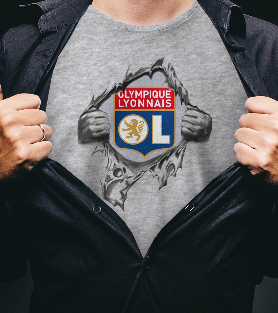 Olympique Lyonnais Lyon Super Fan 281 Red Blue Lion T-Shirt