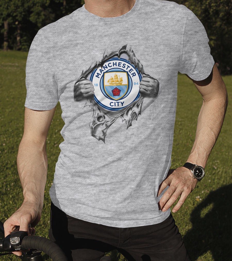 Manchester City Super Fan Crest Tear Revealed T-Shirt