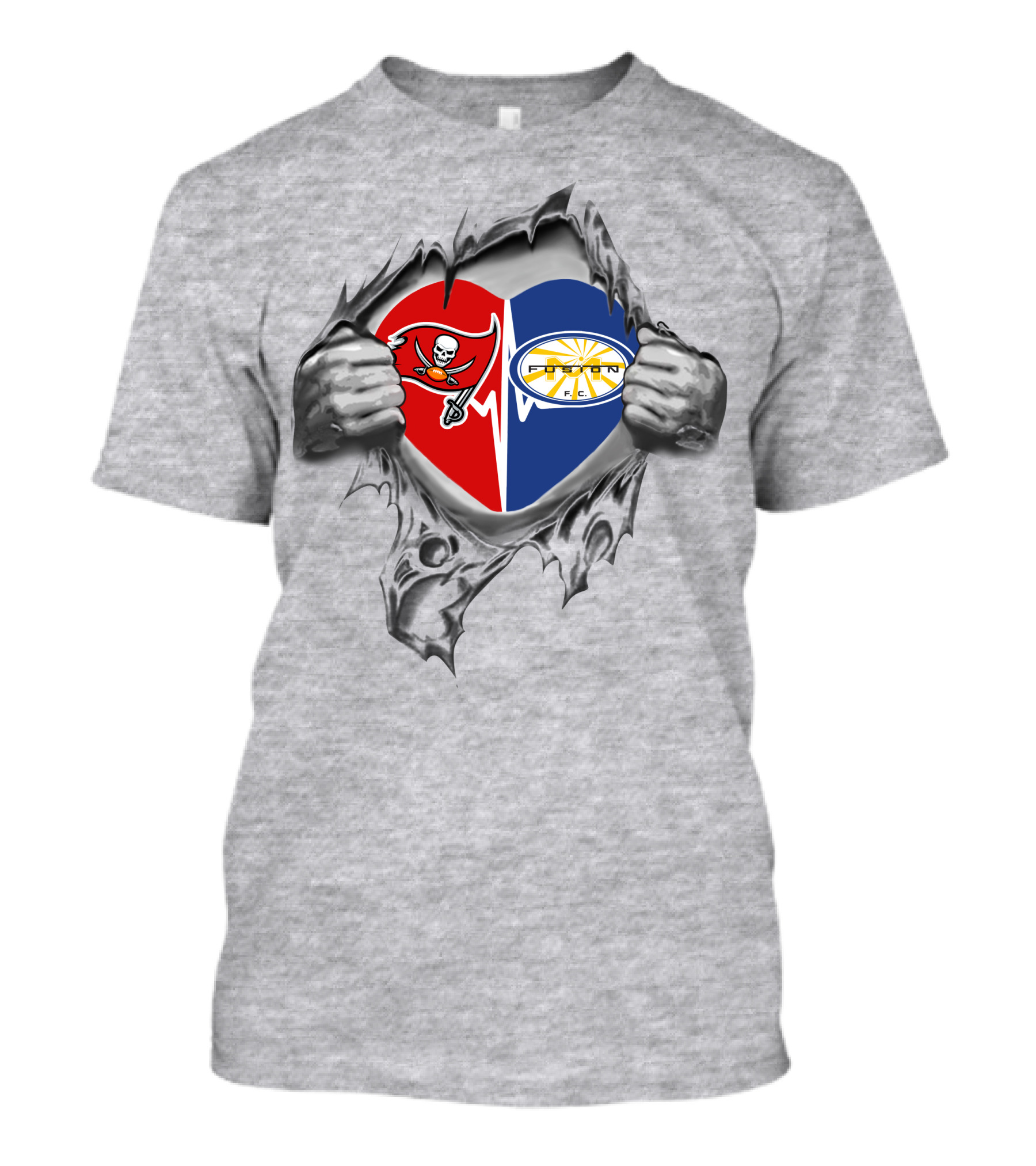 Buccaneers Pirate And Miami Fusion Sun Heartburst T-Shirt
