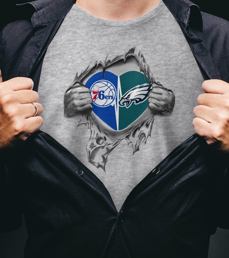 Eagles 76ers Heart Philadelphia Pride T-Shirt