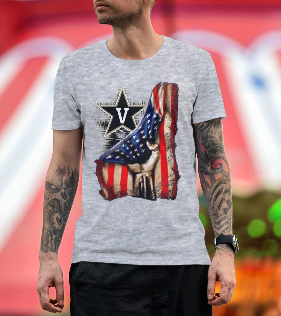 Vanderbilt Commodores American Flag Hand And Star T-Shirt