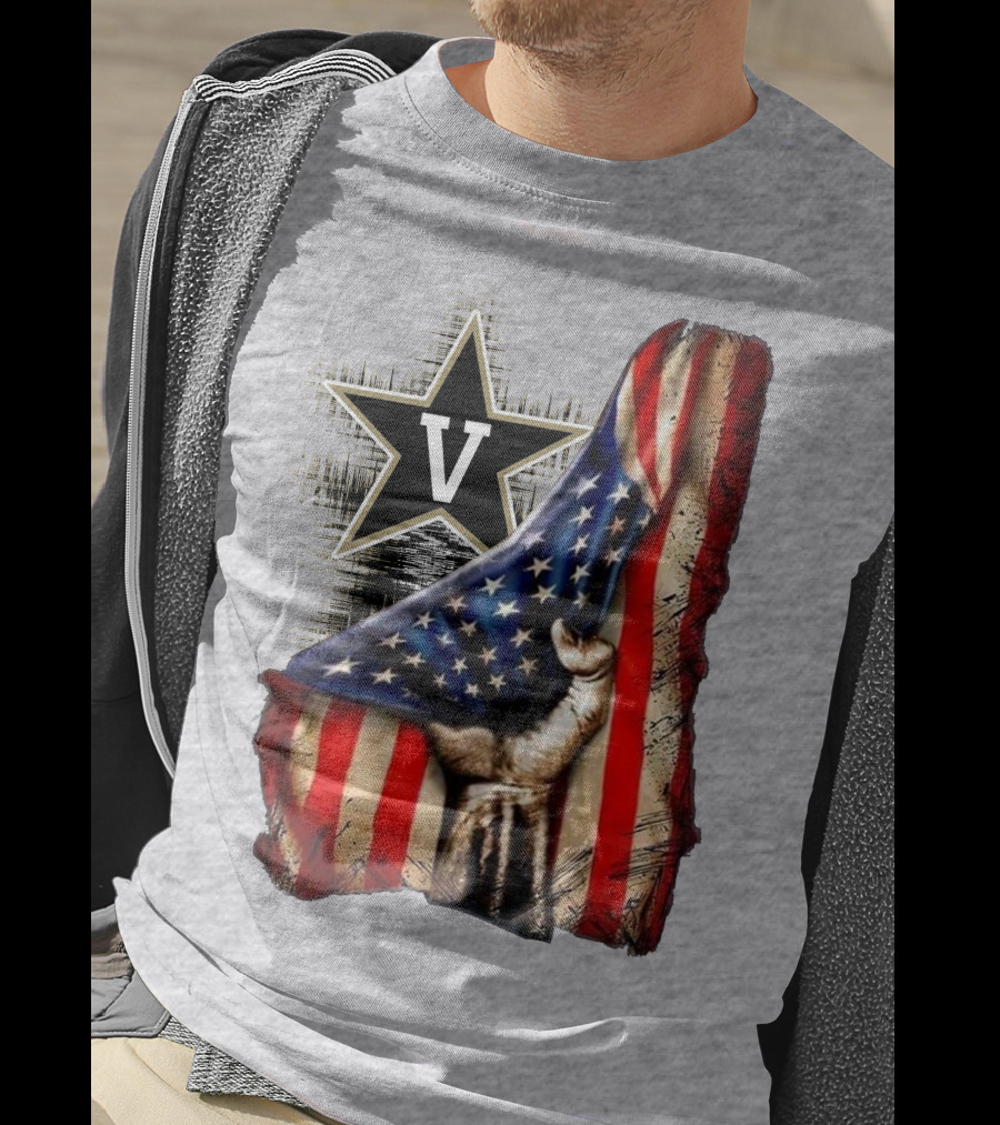 Vanderbilt Commodores American Flag Hand And Star T-Shirt