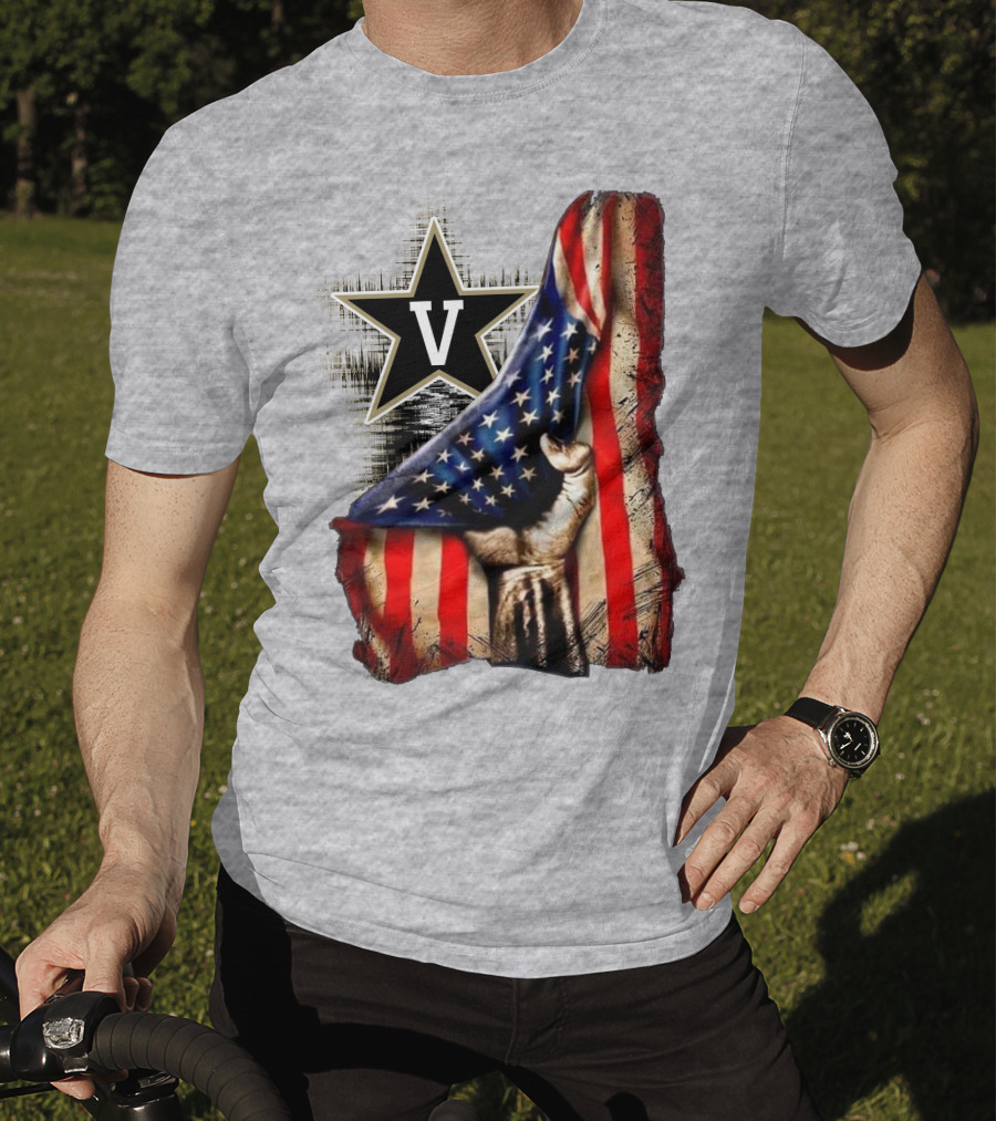 Vanderbilt Commodores American Flag Hand And Star T-Shirt
