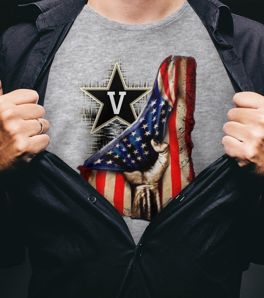Vanderbilt Commodores American Flag Hand And Star T-Shirt
