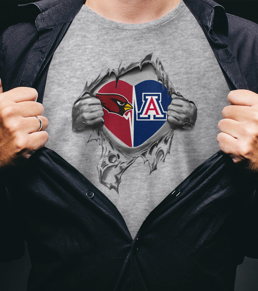 Arizona Cardinals Wildcats Heart Ripped T-Shirt