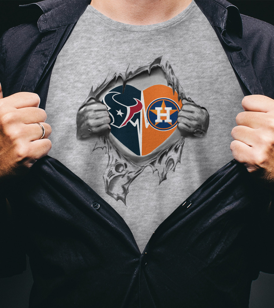 Texans Houston Astros Heart Design 211-Front T-Shirt