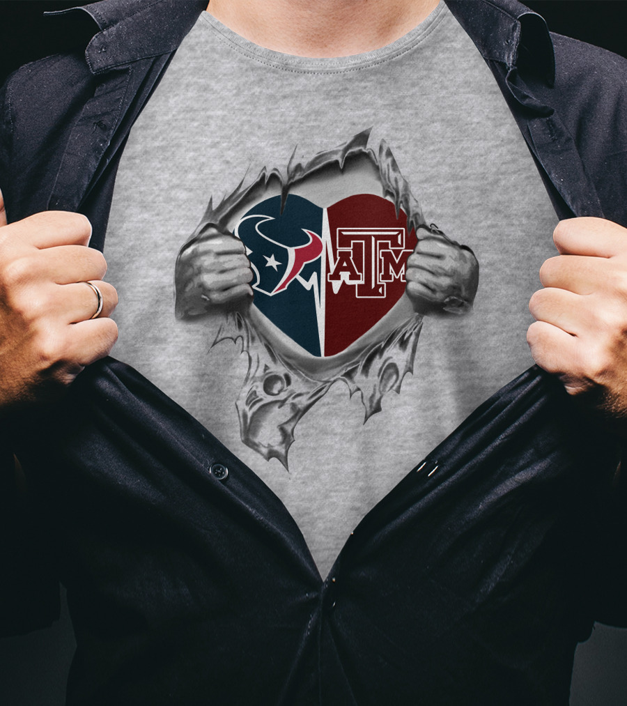 Texans Texas A&M Aggies It's In My Heart Houston Texans Logo Texas A&M T-Shirt