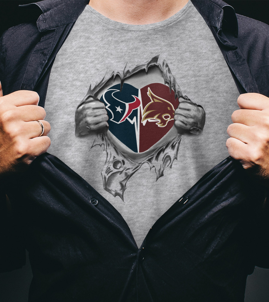 Texans Sw Texas St Bobcats Heart Texans Bobcats T-Shirt