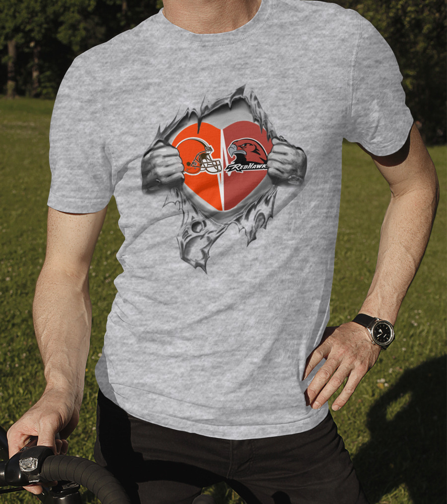 Browns Miami Redhawks Heart Helmet T-Shirt