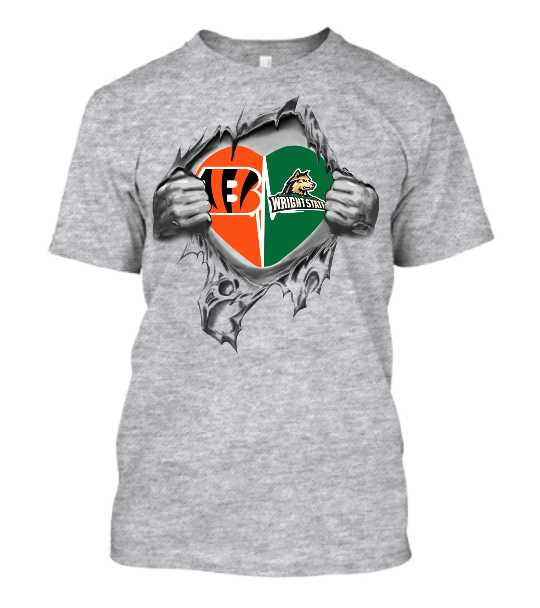 Bengals Wright State Raiders Heart Design In My Heart T-Shirt