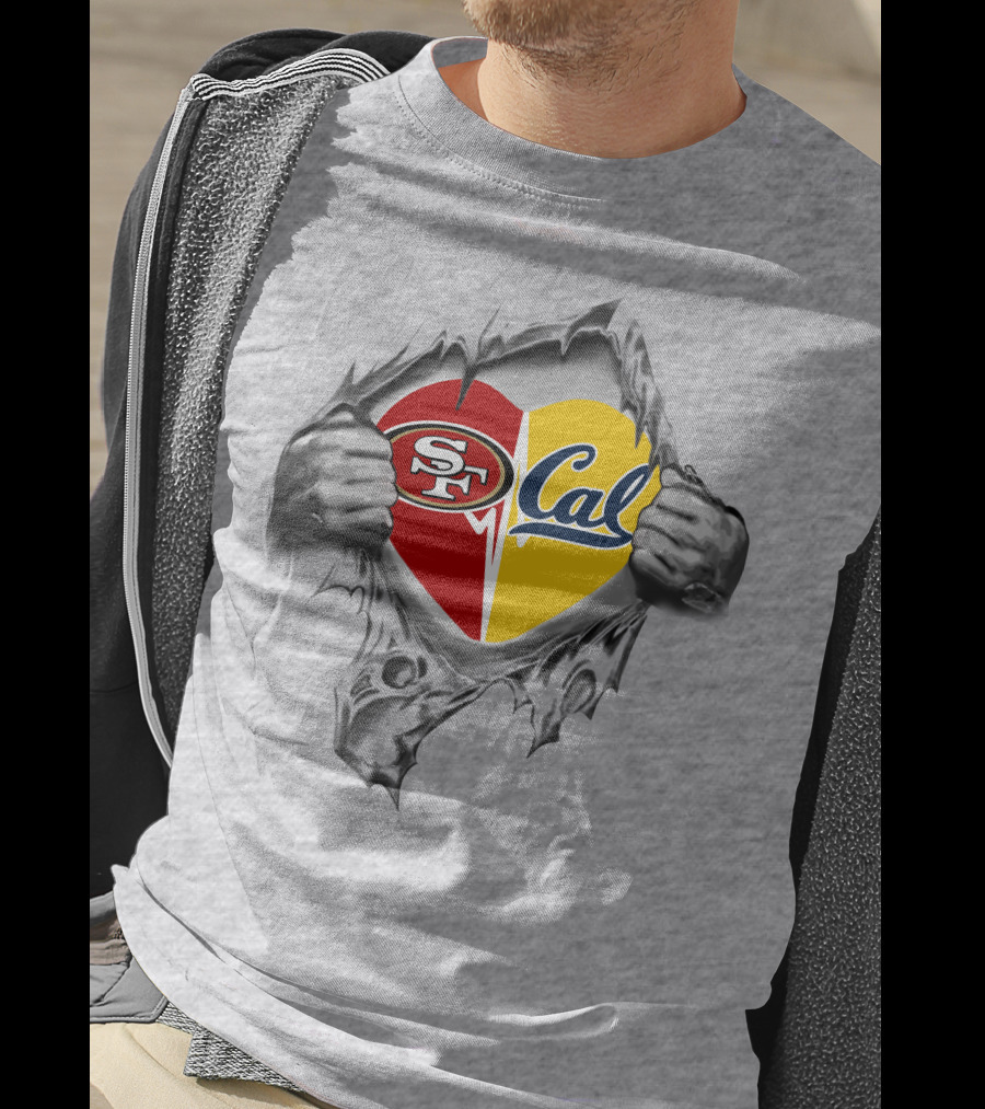49ers Cal Golden Bears Heart Dual Loyalty T-Shirt