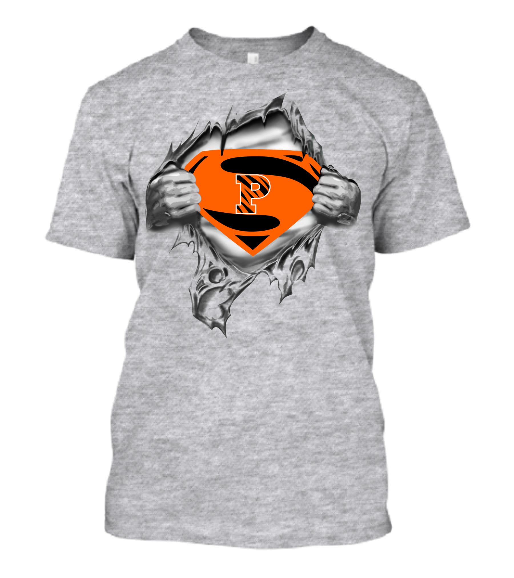 Princeton Tigers Superman Logo Chest Rip T-Shirt