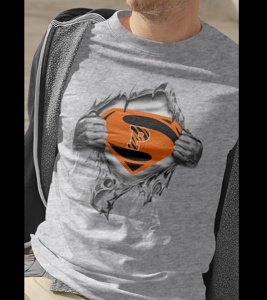 Princeton Tigers Superman Logo Chest Rip T-Shirt