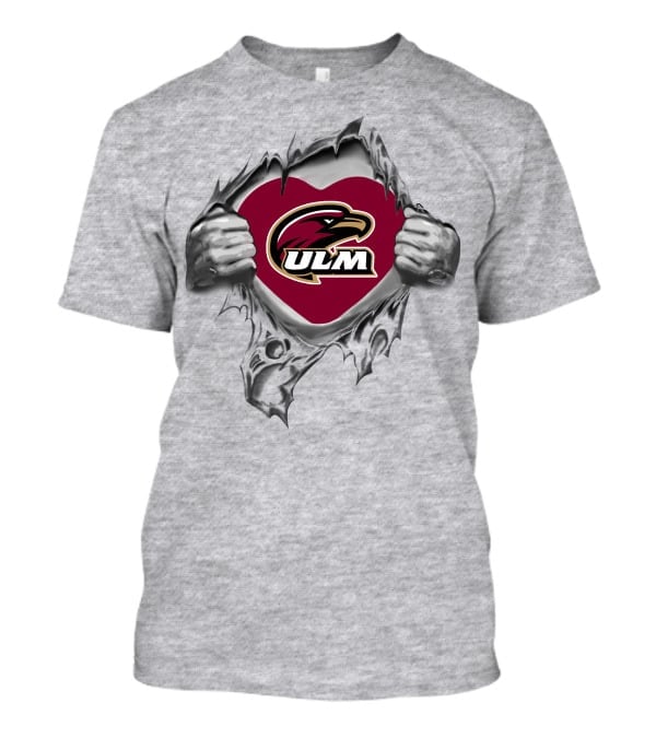 Ul Monroe Warhawks Heart Logo With Hands Holding Tear T-Shirt